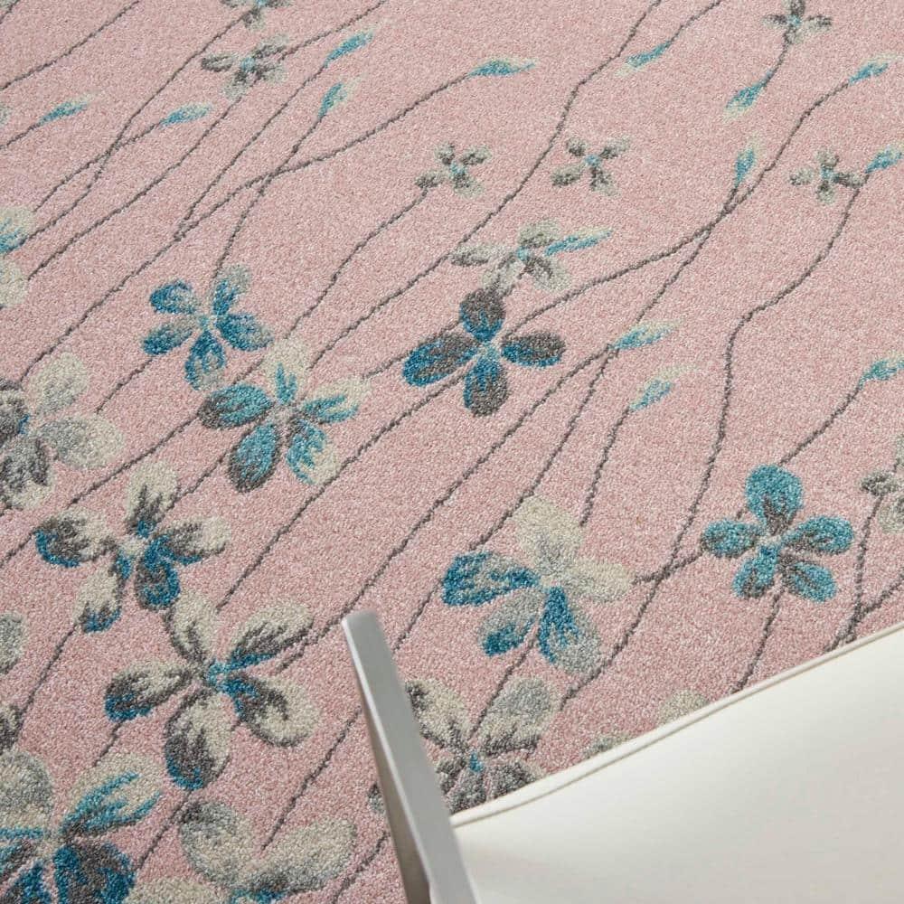 Nourison Tranquil 6' X 9' Pink Area Rug Bohemian Botanical Vine and Bloom by Nourison