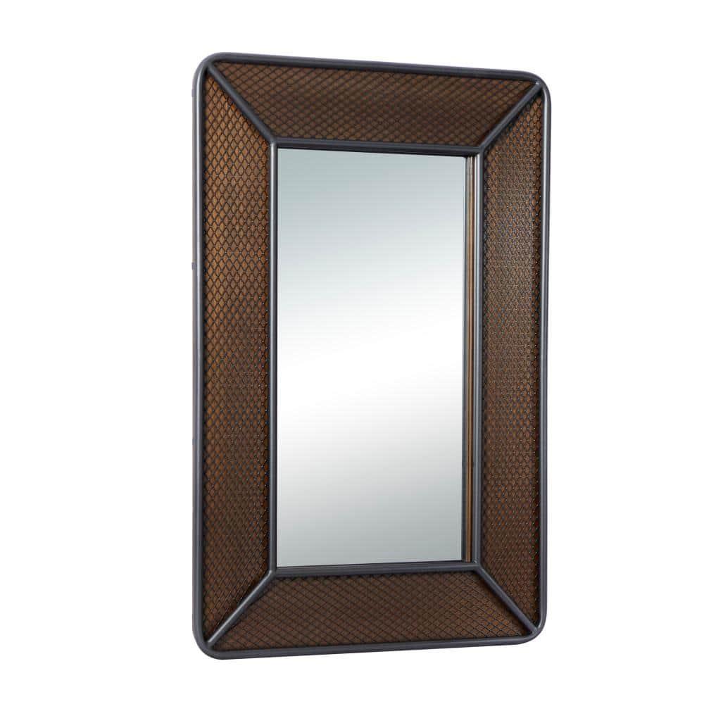 DecMode 31" x 47" Brown Wall Mirror with Netting Frame