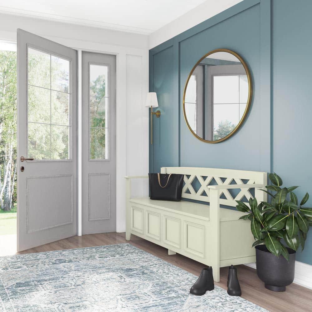 Simpli Home Amherst 48"W Solid Wood Entryway Storage Bench with Lift-Top Lid and Dual Compartments