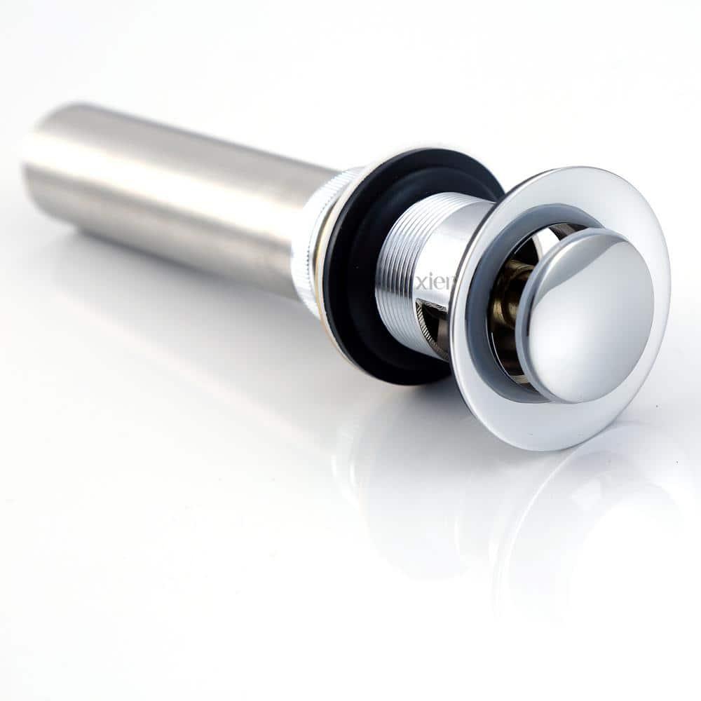 Luxier DS04-T Bathroom Sink Push Pop-Up Drain Stopper with Overflow Chrome