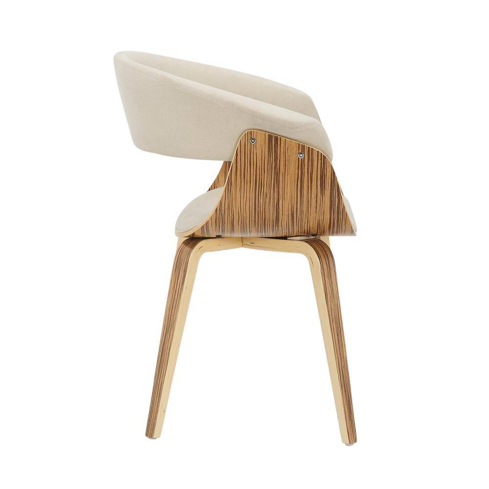 LumiSource Zebra Wood, Cream Fabric Vintage Mod Chair