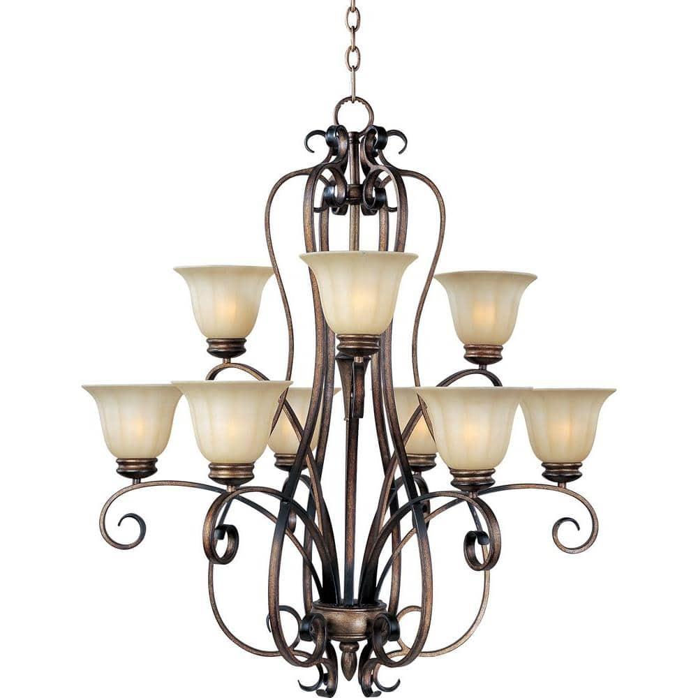 Platinum Dusk Wilshire Glass Shade 9-Light Chandelier