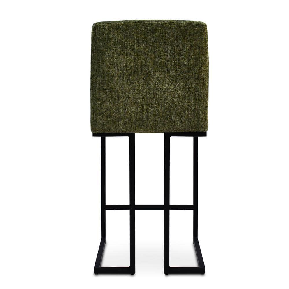 Mason Set of 2 Fabric Counter Height Stools,25" Armless Green Upholstered Fabric With Black Metal Sled Legs Counter Height stools-Maison Boucle