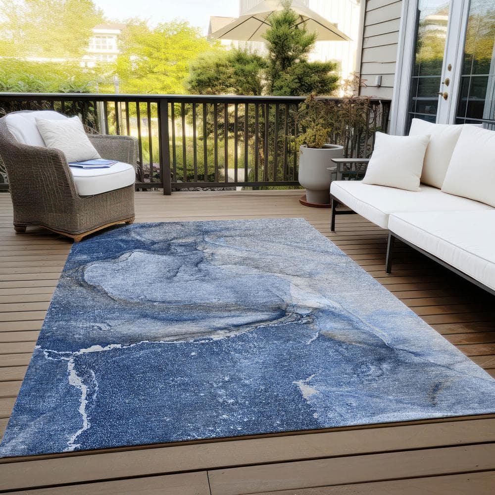 Addison Rugs Chantille ACN524 Blue 3' x 5 Indoor Outdoor Area Rug, Stain Resistant, Machine Washable, Non Shedding, Bedroom, Living Room, Dining Room, Kitchen Rug