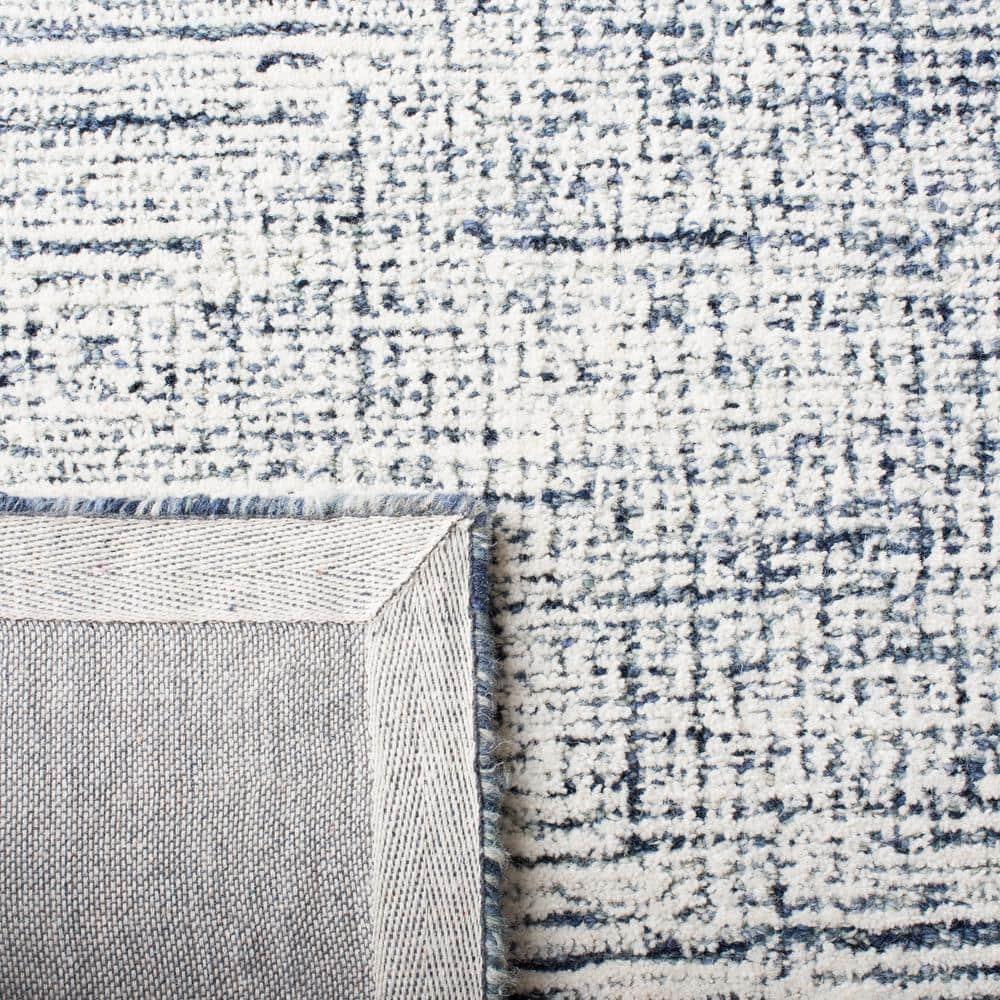 SAFAVIEH Abstract Augustine Geometric Wool Area Rug, Ivory/Navy, 10' x 14'