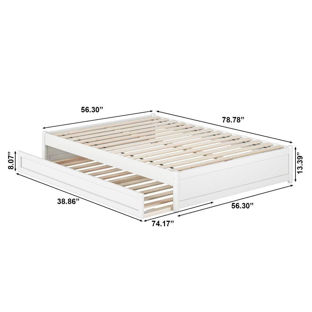 AFI Furnishings AFI Barcelona Full Solid Wood Panel Platform Bed with Twin Trundle in White