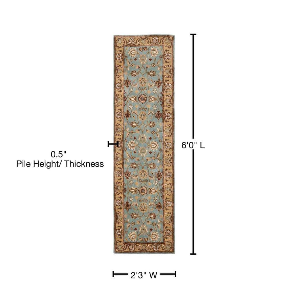 SAFAVIEH Heritage Dexter Oriental Wool Runner Rug, Blue/Gold, 2'3" x 6'
