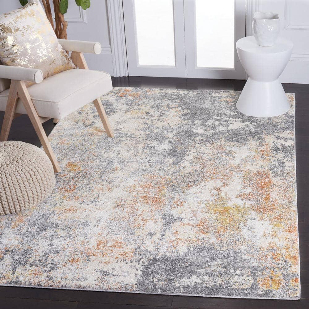 Aston ASN710 Power Loomed Area Rug - Grey/Gold - 8'9"x11'9" - Safavieh.