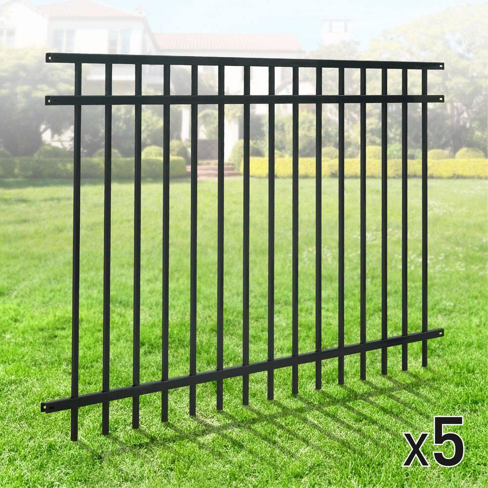 Fencer Wire Fencer Wire 4/ 5/ 6FT H X 6FT W Heavy Duty Flat Top Fence Barrier Panel, Anti-Rust Metal Fencing Panel, Pack of 5