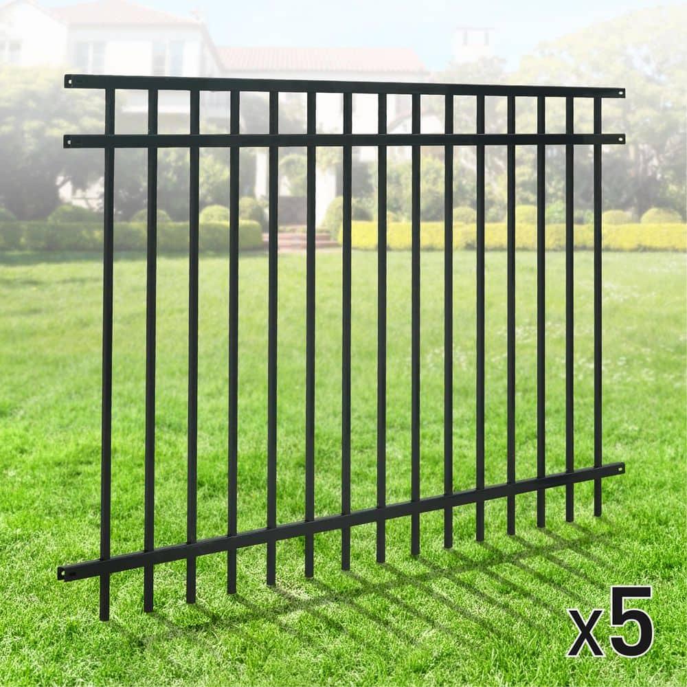 Fencer Wire Fencer Wire 4/ 5/ 6FT H X 6FT W Heavy Duty Flat Top Fence Barrier Panel, Anti-Rust Metal Fencing Panel, Pack of 5