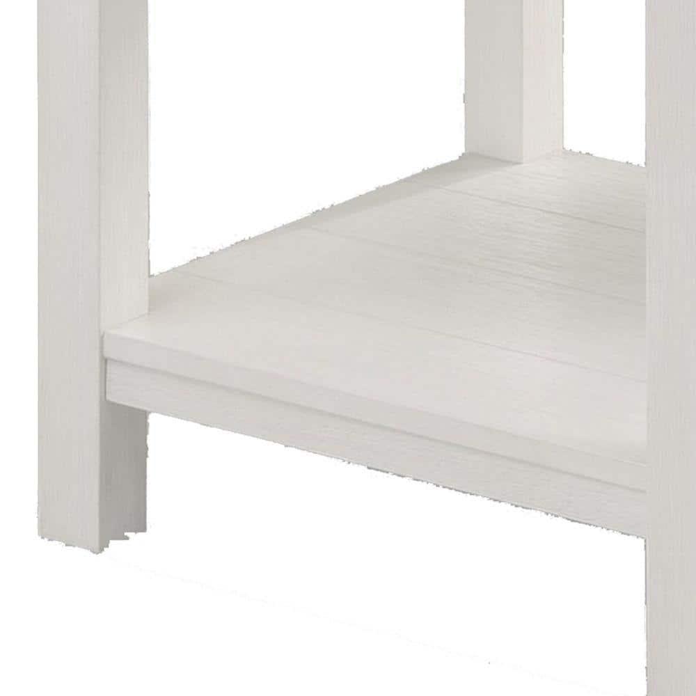 Mon 24 Inch Square End Table, Open Bottom Shelf, Brown Top, White Frame- Saltoro Sherpi
