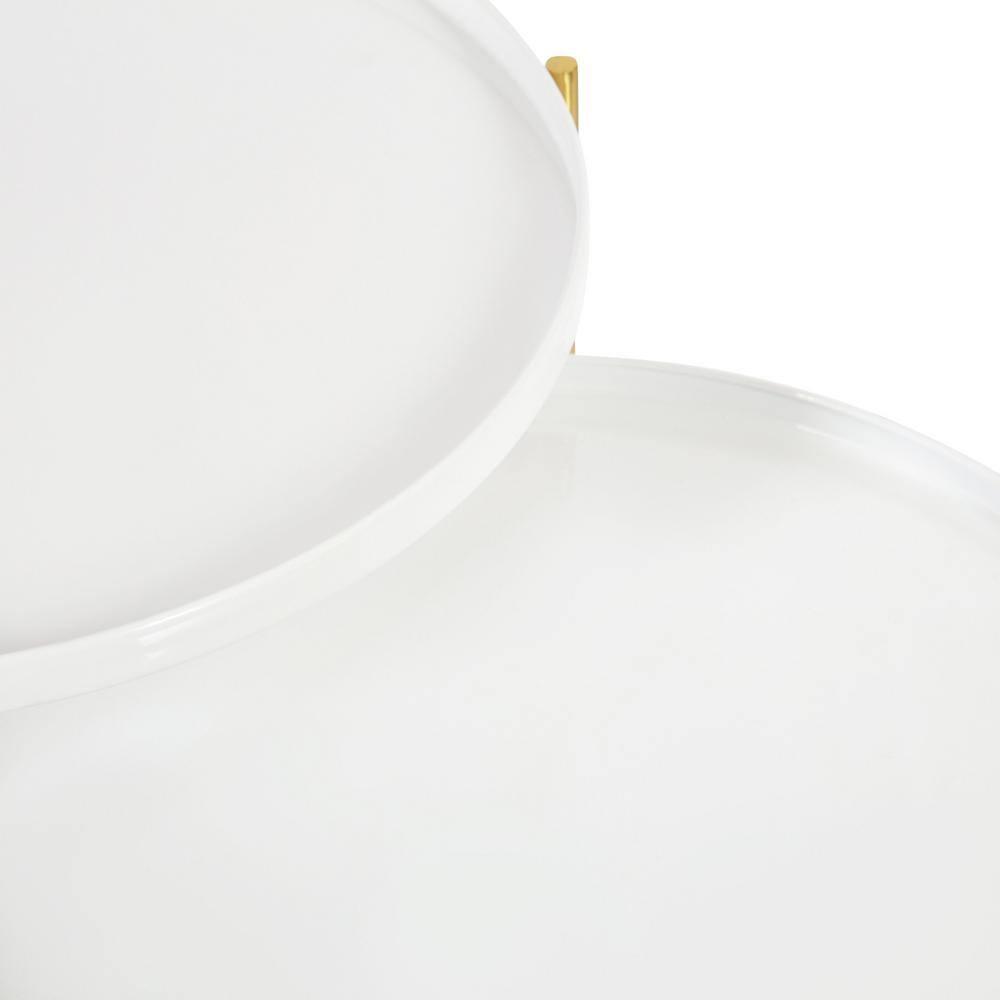 Kate and Laurel Ulani Round Metal Nesting Table, 2 Piece, White and Gold