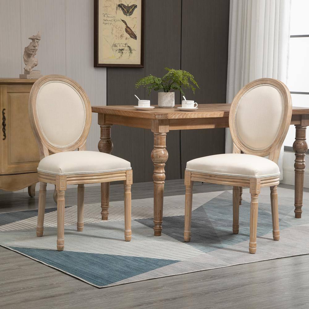 HOMCOM French-Style Upholstered Dining Chairs Set of 2, Armless Accent Side Chairs with Upholstery