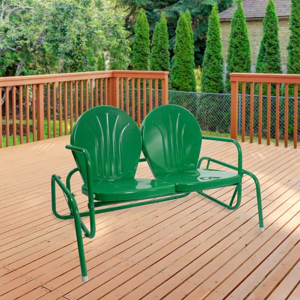 Northlight Seasonal 48.25" Outdoor Retro Metal Tulip Double Glider Patio Chair