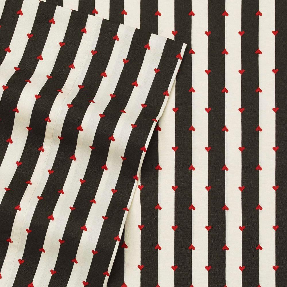Twin XL Printed Pattern Microfiber Sheet Set Black Stripe - Betseyville