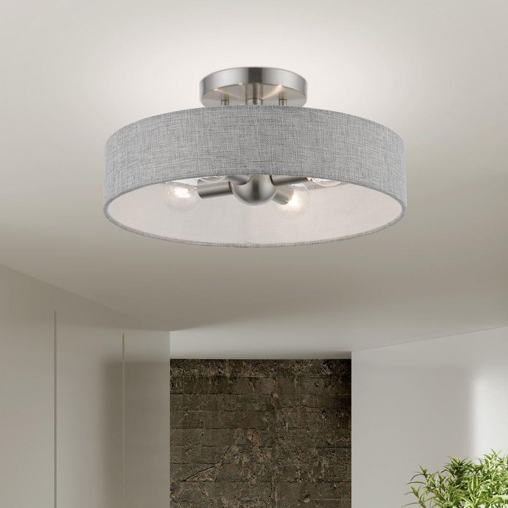 Livex Lighting Elmhurst 4 - Light Semi-Flush Mount in  Brushed Nickel/Shiny White