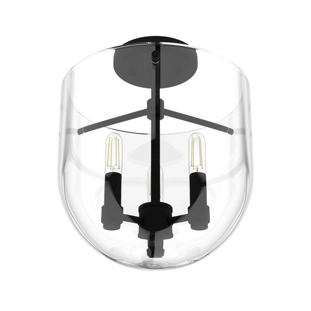 Hunter Sacha Natural Iron 3 Light Flush Mount Ceiling Light Fixture