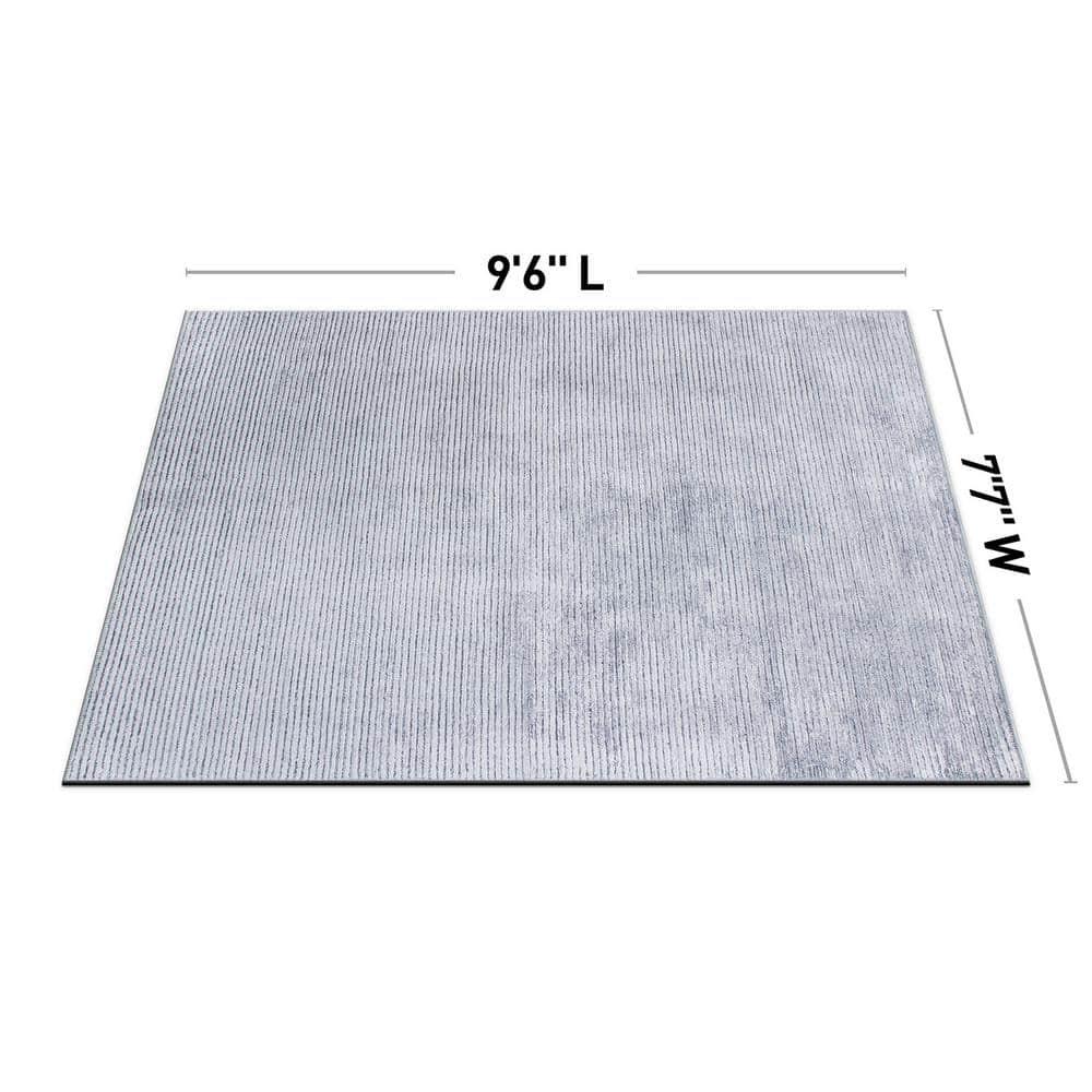 World Rug Gallery Contemporary Distressed Stripe Machine Washable 7'7"x9'6" Gray Indoor Area Rug:  Stain-Resistant Flat Pile