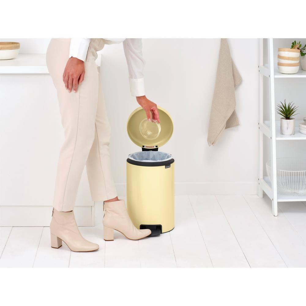 Mellow Yellow Polypropylene Round Step-On Trash Can, 3.2 Gallon