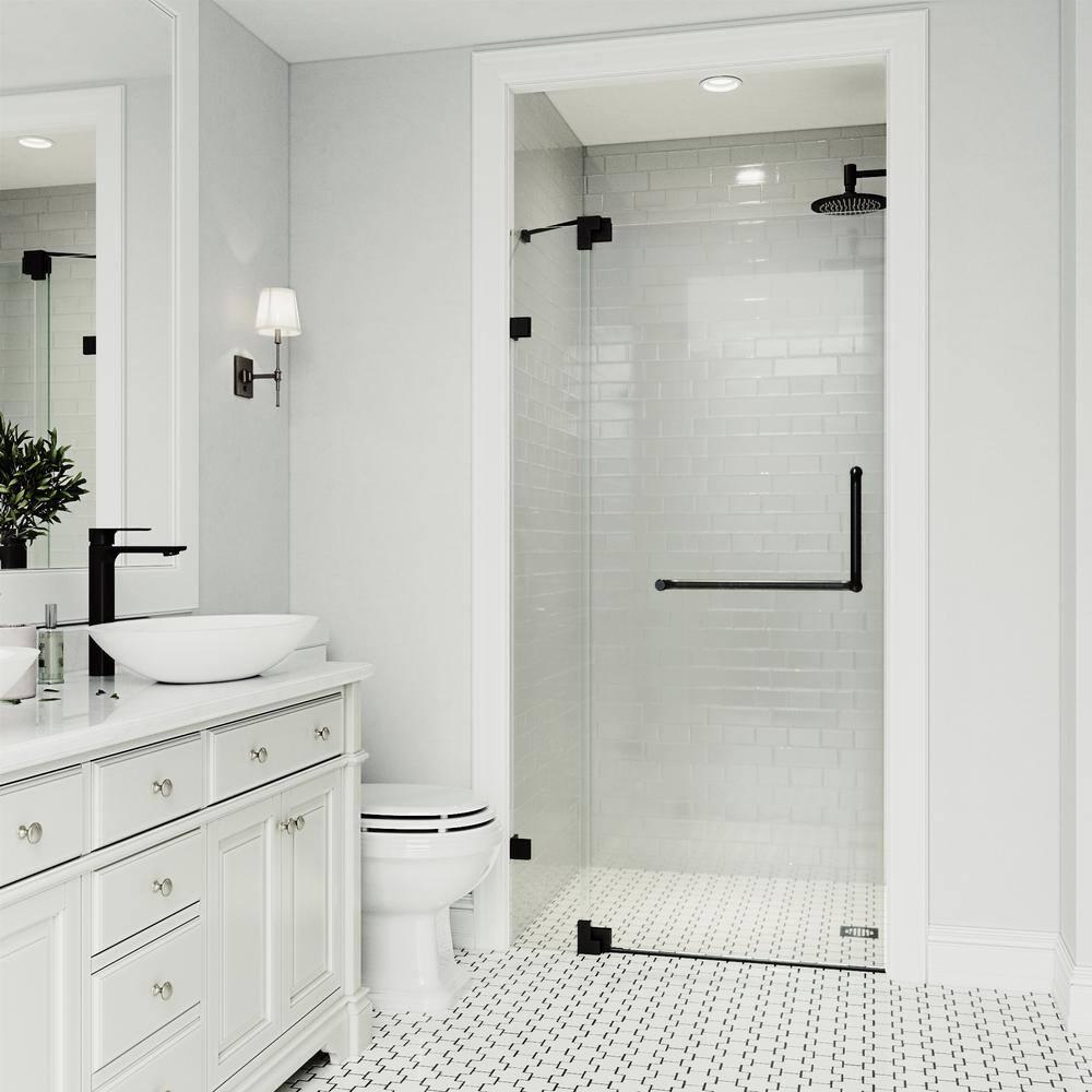 Pirouette 30-36" W x 72" H Pivot Frameless Shower Door with 3/8" Clear Glass