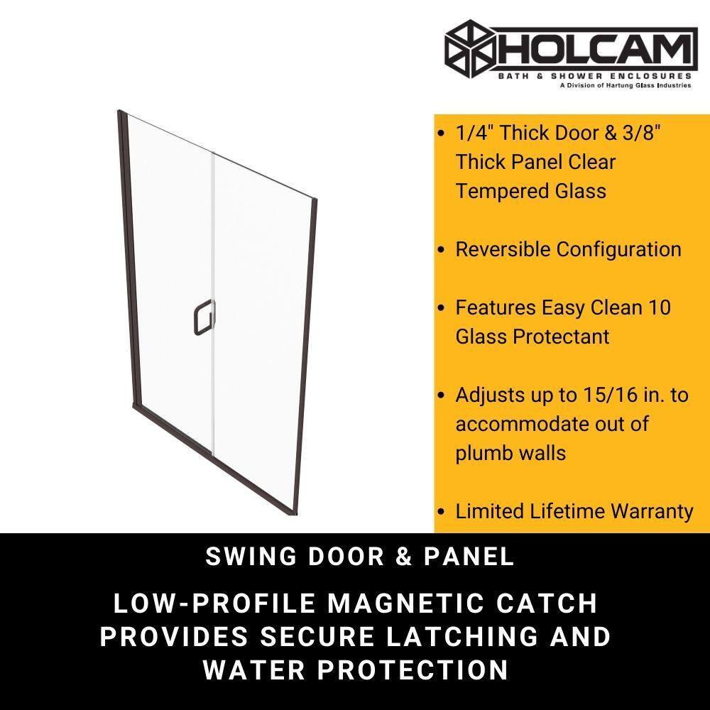 Distinctive Elite 58.06" W x 71.38" H Hinged Semi-Frameless Shower Door