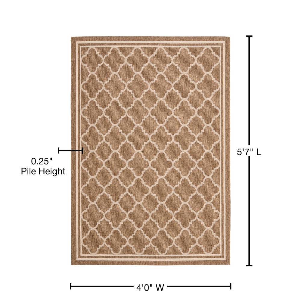 Courtyard CY6918 Power Loomed Indoor/Outdoor Area Rug - Brown/Bone - 4'x5'7" - Safavieh.