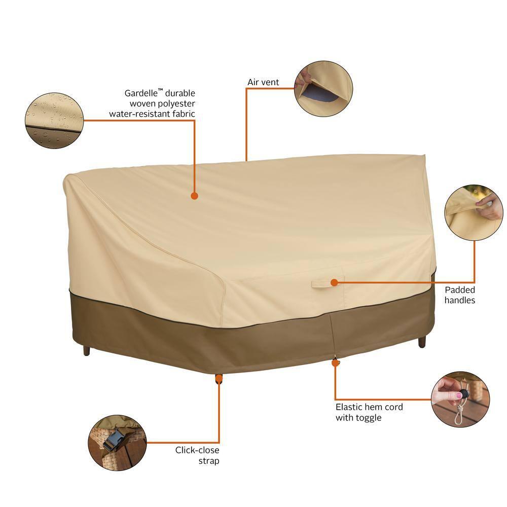 Classic Accessories Veranda Water-Resistant 46 Inch Patio Curved Sofa Sectional Cover