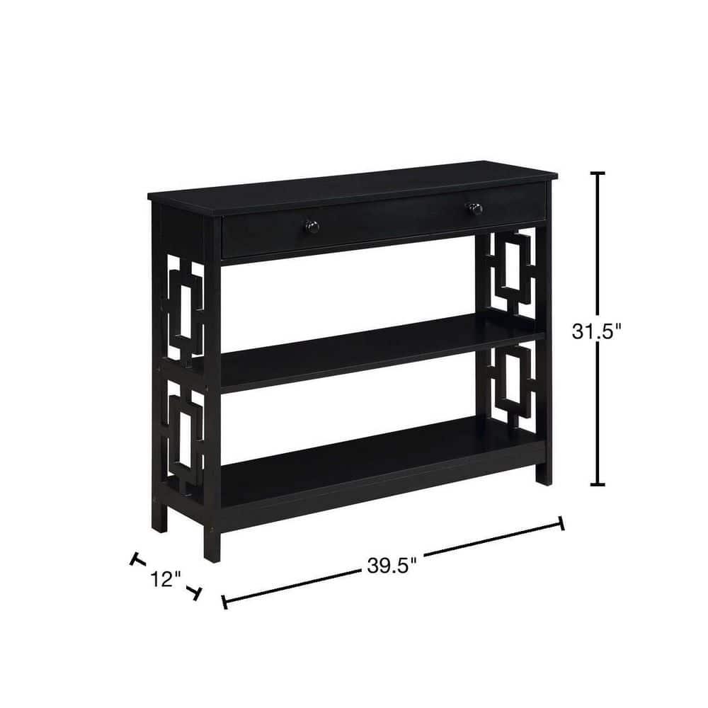 Convenience Concepts Town Square One-Drawer Console Table in Black Wood Finish