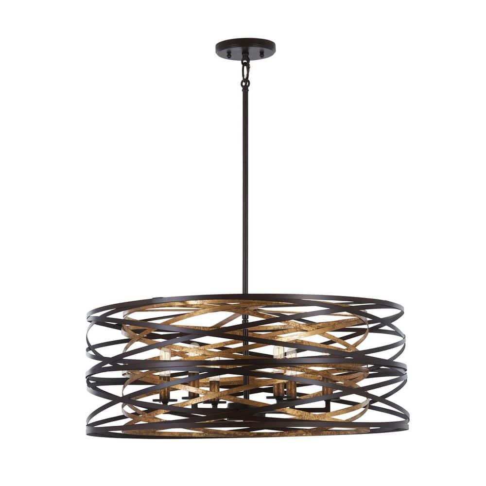 Minka Lavery Dark Bronze Mosaic Gold Chandelier 26" Wide Modern 6-Light Fixture for Dining Room House Foyer Kitchen Entryway Home