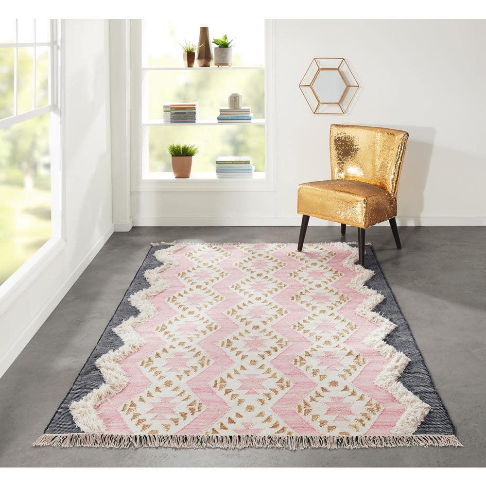 Momeni Novogratz by Momeni Indio Beverly Wool Hand Made Area Rug Pink 5' X 7'