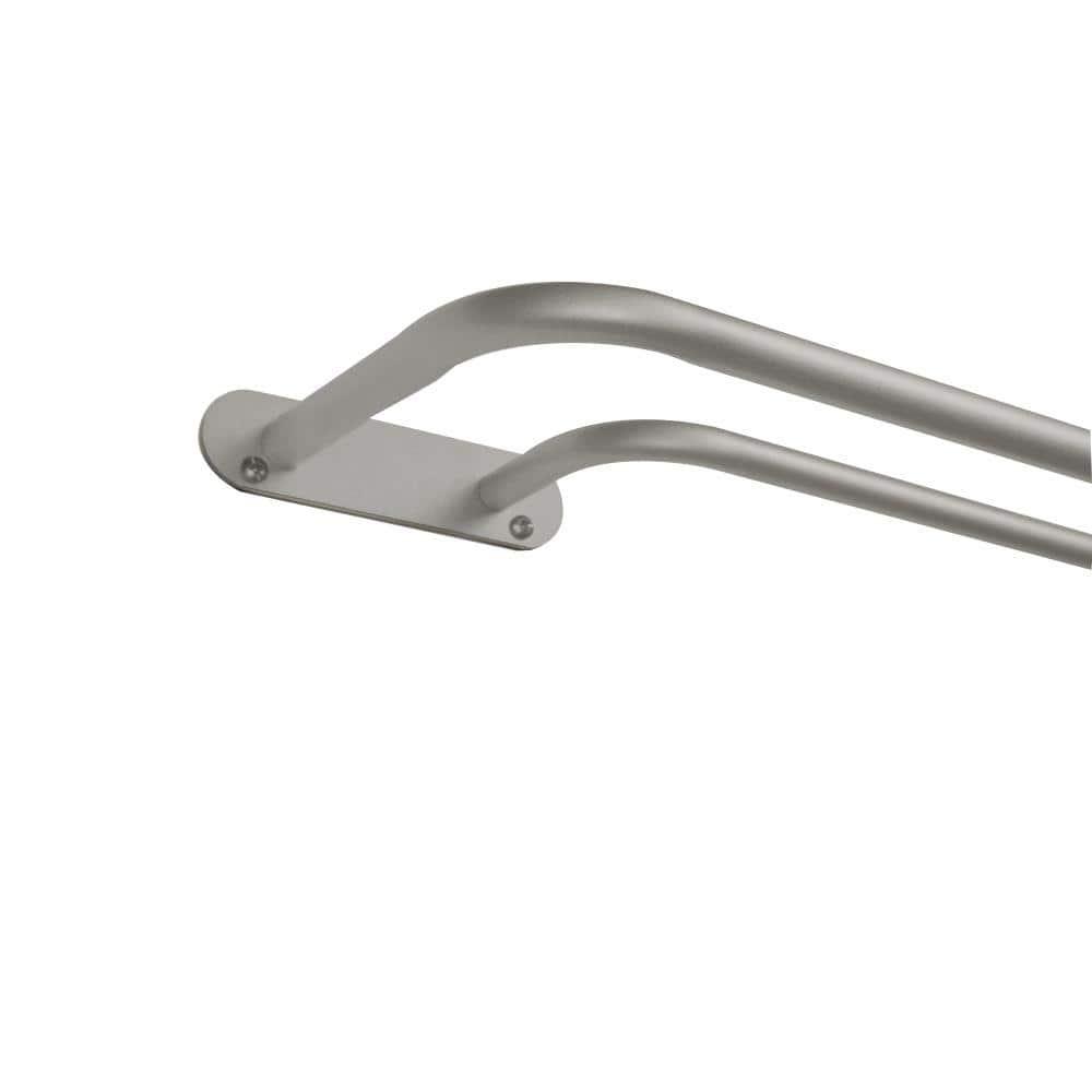 EXCLUSIVE HOME Fetter Wrap Around Double Curtain Rod, Matte Silver, 52"-72"
