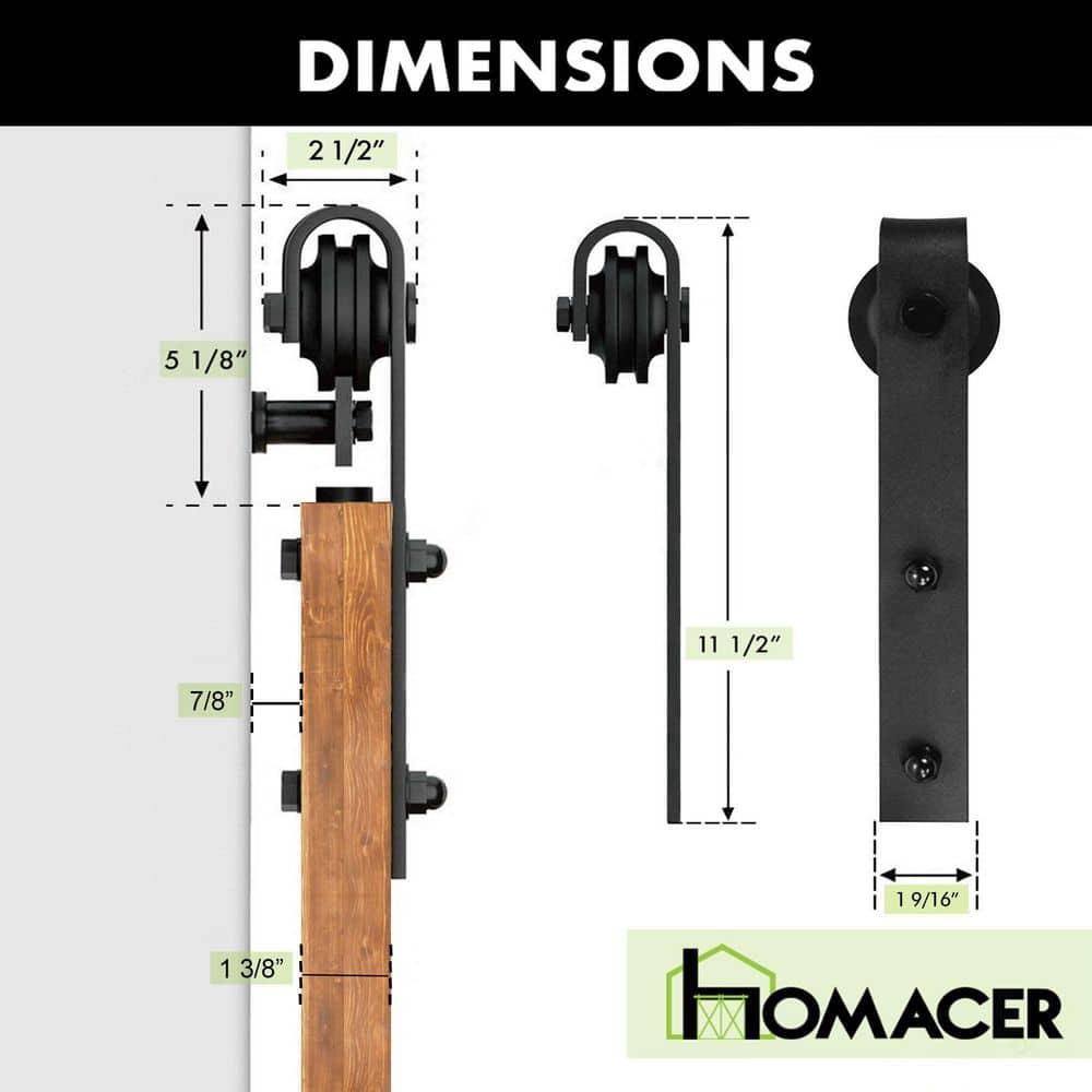 Homacer H Design Color Solid Pine Wood Unassembled Door with Black Rustic Installation Hardware Kit