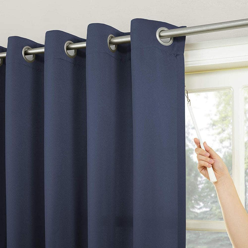 Sun Zero Bartlett Grommet Room Darkening Extra Wide Patio Curtain Panel, 100"X84", Navy Blue