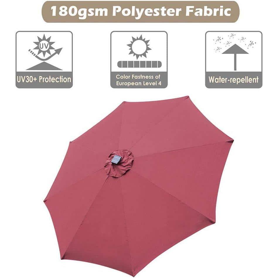 10ft Solar LED Outdoor Market Tilt Patio Umbrella, Red