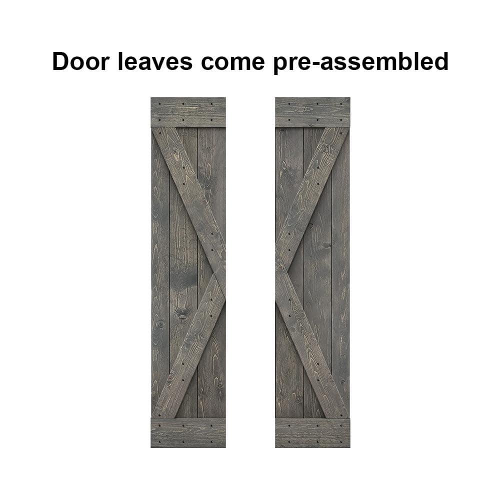 Calhome Pre-assembled Wood Bi-Fold Barn Door with Sliding Hardware Kit