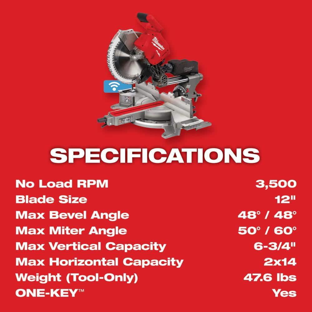 Milwaukee 2739-20 M18 FUEL Sierra de Mimbre Combinada Deslizante con Doble Bisel de 12"