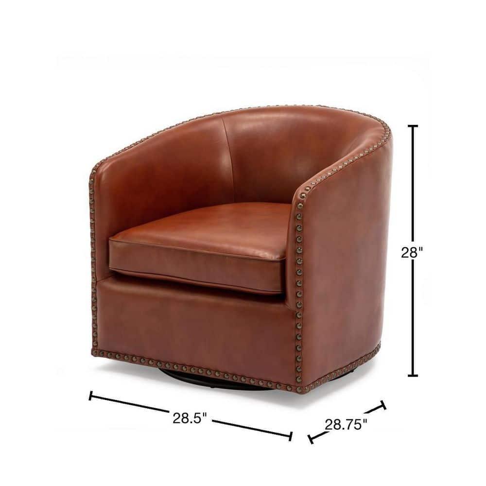 Comfort Pointe Tyler Swivel Arm Chair Caramel: Upholstered Faux Leather, Metal Legs, No Assembly Required