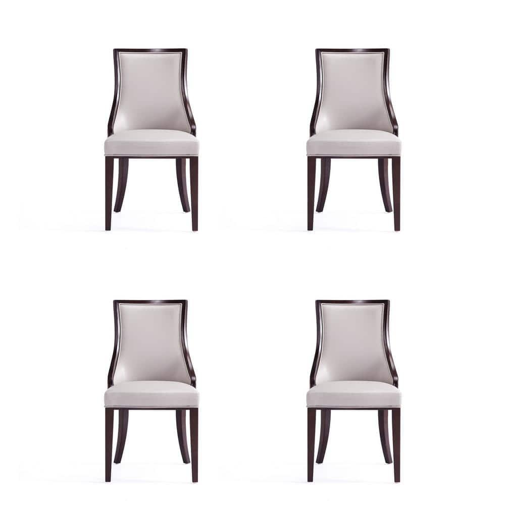 Manhattan Comfort Grand 18.5" Faux Leather Dining Chair in Gray (Set of 4)