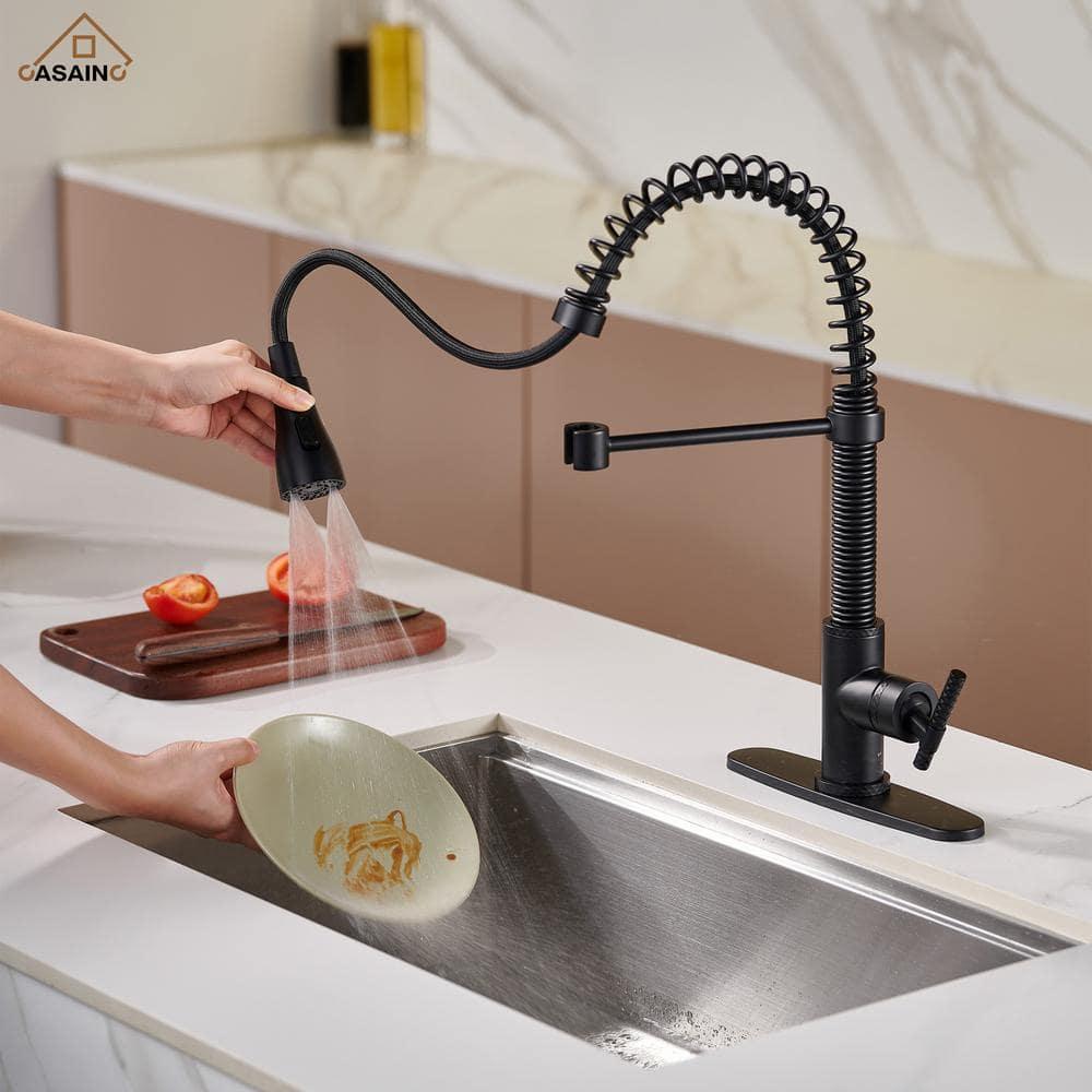 CASAINC 1.8 GPM Single-Handle Pull-Down Kitchen Faucet Single Hole Faucet
