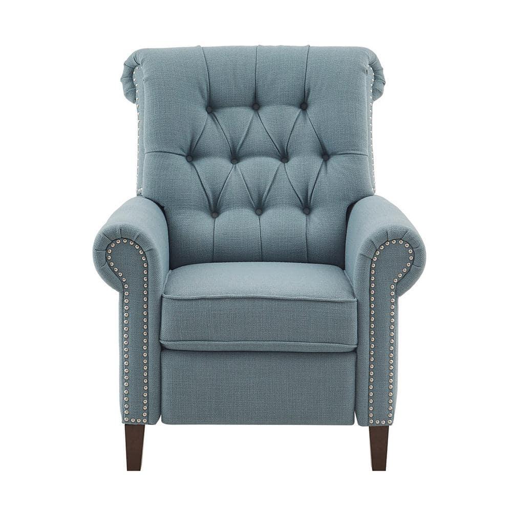 Zak Recliner Blue: Madison Park, Polyester & Linen Upholstery, Wood Frame, Foam Fill, Spot Clean