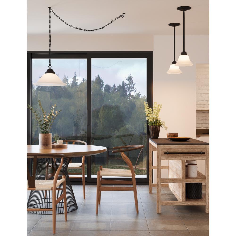 Design House 514513 Millbridge Traditional 1-Light Indoor Dimmable Mini Pendant with Alabaster Glass Shade for Kitchen island bar Bar, Oil Rubbed Bronze