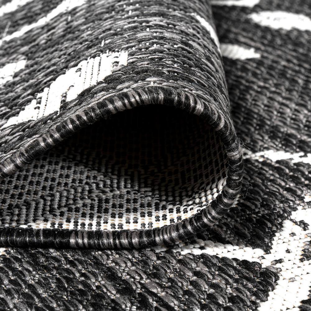 2'x10' Nokat Modern Bohemian Styled Indoor/Outdoor Runner Rug, Black/Ivory - JONATHAN Y