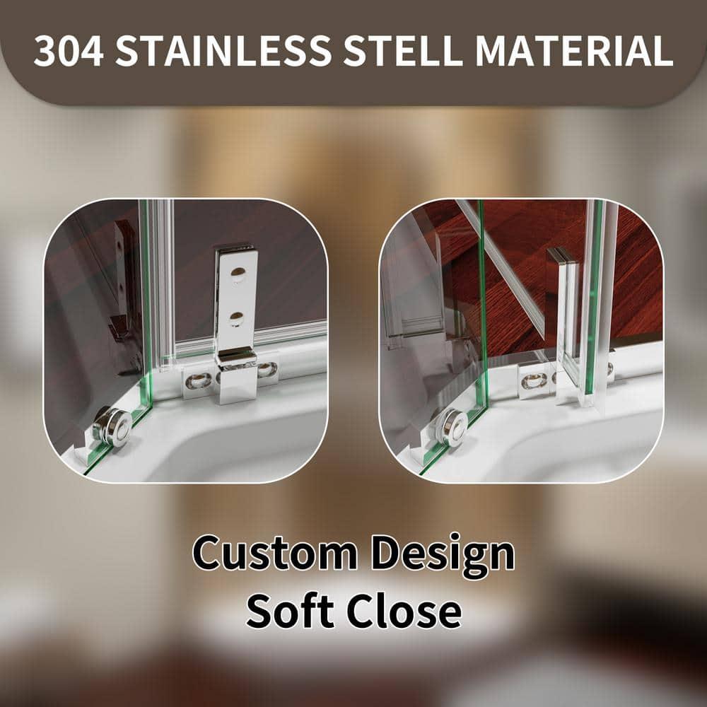 Bossicavelly 36" x 72" Neo-angle Pivot Semi Frameless Corner Shower Enclosure BOPSSD07CH