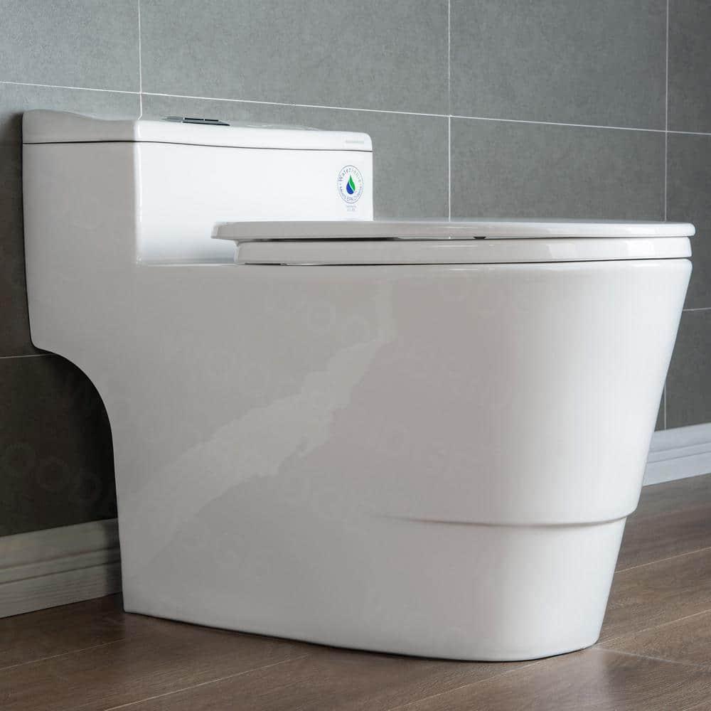 WoodBridge 1.6 Gallons GPF Elongated Comfort Height Floor Mounted One-Piece Toilet (Seat Included)