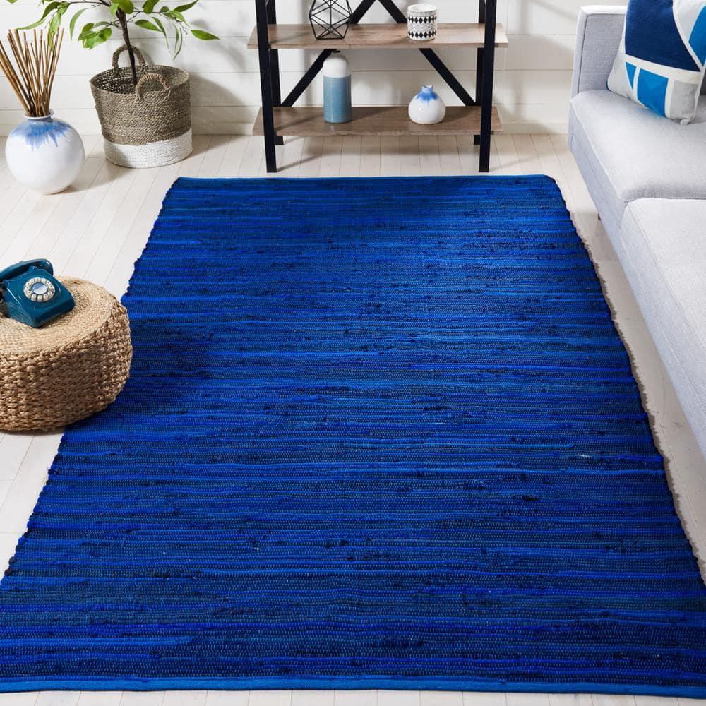 Rag Accent Rug RAR130 Hand Woven Accent Rug - Blue/Multi - 2'6"x4' - Safavieh.