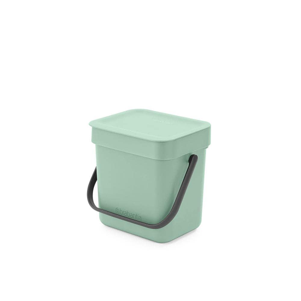 Jade Green Plastic Kitchen Compost Bin with Handle