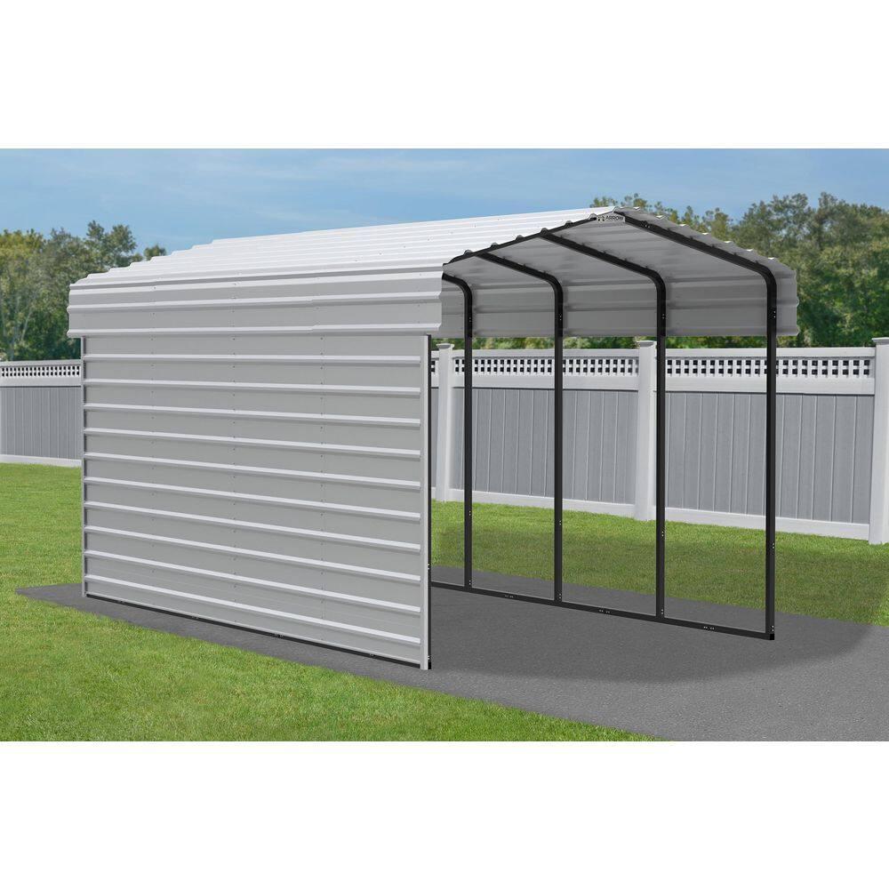Arrow Arrow Steel Carport with 1 Side Wall Kit, 10x20x09