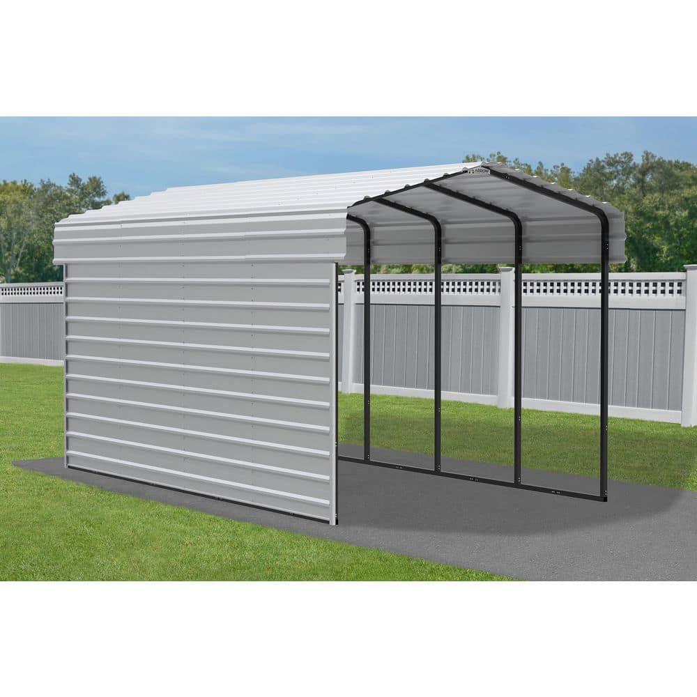 Arrow Arrow Steel Carport with 1 Side Wall Kit, 10x20x09