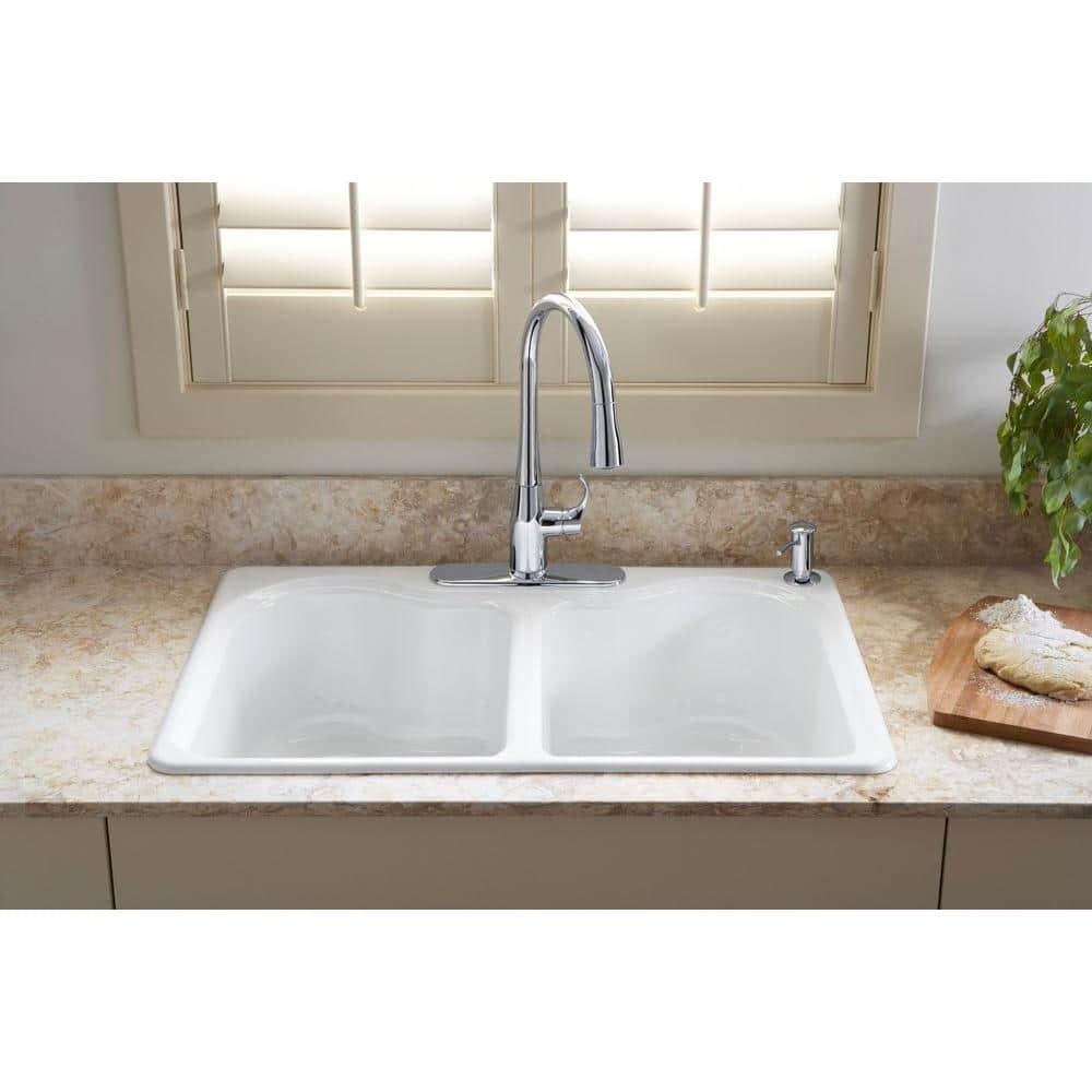 Hartland® 33" L x 22" W x 9-5/8" Double Basin Drop-In Kitchen Sink
