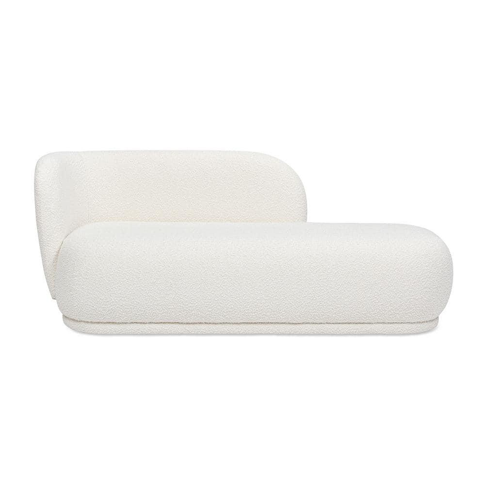 Aire 75" RAF Modern Rounded Chaise Lounge Ivory White Boucle